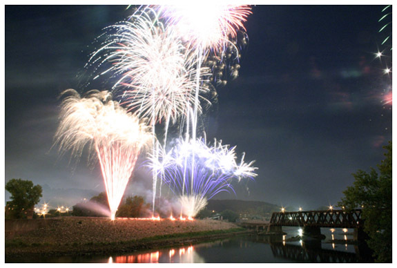 Annual fireworks display from the Derby-Shelton Bridge