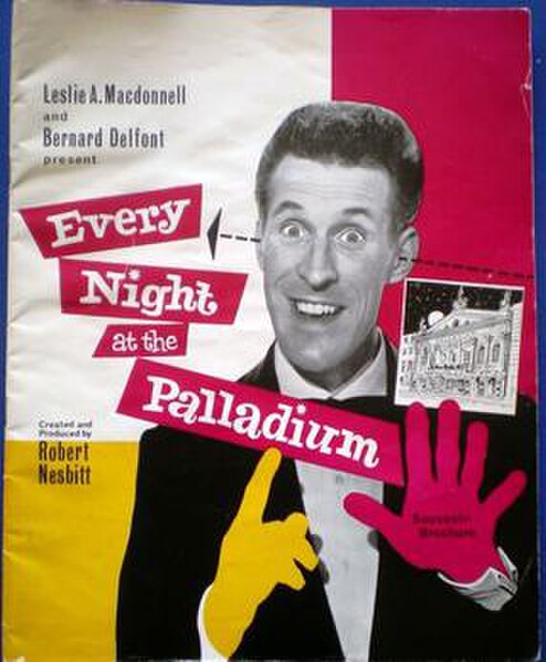 Forsyth on front of "Every Night at the Palladium" souvenir brochure, 1962