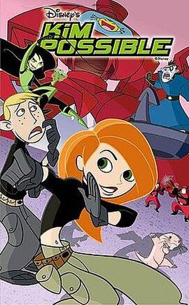 Promotional artwork for "Crush", the series' pilot, featuring (counter-clockwise from upper left) Shego (in green), Ron, Kim, Rufus, and Dr. Drakken (