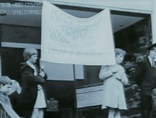 Mary Bell (right), pictured holding a banner protesting the hazardous conditions of derelict houses in Scotswood, June 1968. M.Bell.Slum.Clearance.Scotswood.1968A.jpg