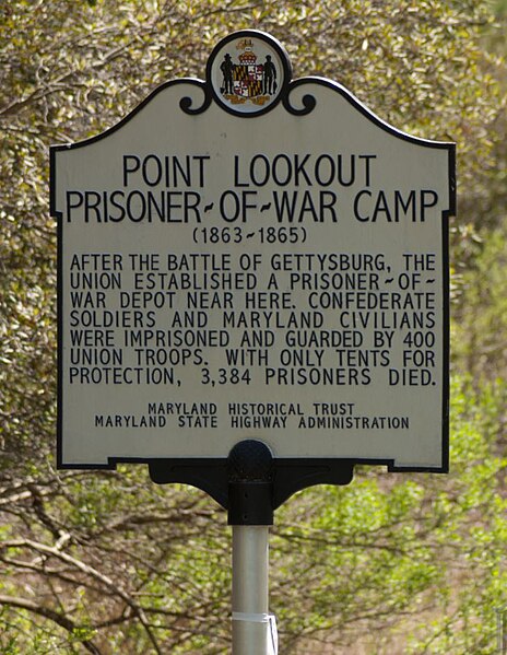 File:Point Lookout Prisoner of War Camp (American Civil War) Historical Marker Cropped.jpg