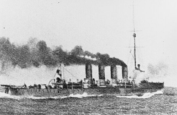 Novara in action with the British cruisers