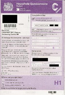 Front page of the 2011 census form.