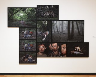 Alison Ruttan, "The Four Year War at Gombe": Honey Bee Watches the End Come for Willy Wally, nine photographs, Museum of Contemporary Photography installation, 2012. Alison Ruttan MOCP 4YR War.jpg