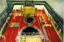 The ETRR-2 reactor hall, showing the main and auxiliary pools. ETRR-2 reactor hall.jpg