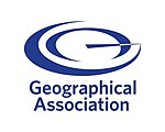 The GA logo. This version appeared in 2000. For a century before (since 1901) the GA logo had been a global map of the world, based on a Mollweide projection.