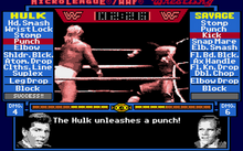 Hulk Hogan takes on Randy Savage (Atari ST screenshot) MicroLeague Wrestling Atari ST screenshot.png