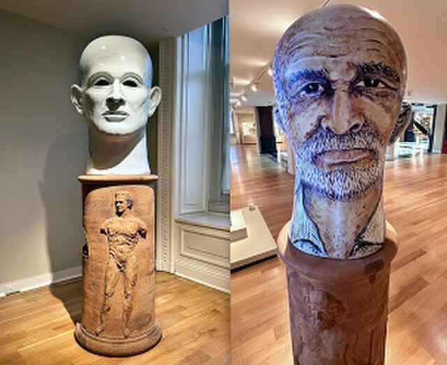 35 Year Portrait, a double-sided self-portrait sculpture on display at the Smithsonian American Art Museum