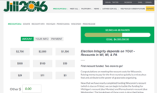 The donation page of Jill Stein's 2016 presidential election recount efforts on November 24, 2016. Jill Stein 2016 presidential recount donation page.png