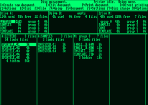 LocoScript 1.40'ın ilk dosya yönetimi ekranı