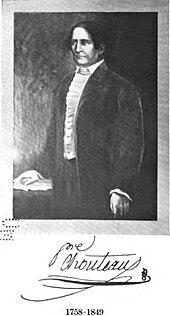 Pierre Chouteau, acquired Chouteau Springs area from the Osage. Image from the Missouri Historical Society Collections, 1911, v3, p. 391 Portrait of Jean Pierre Chouteau.jpg