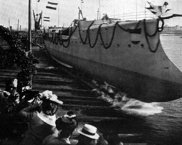 Arcona at her launching ceremony, 22 April 1902