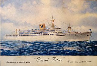 Postcard purchased in 1955 depicting the liner 'Castel Felice'