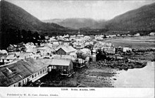 Postcard: Sitka in 1886Looking past downtown Sitka, up Indian River valley. Probably taken from Castle Hill.