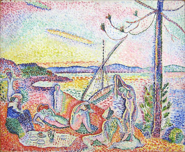 Henri Matisse, 1904, Luxe, Calme et Volupté, oil on canvas, 98.5 × 118.5 cm (37 x 46 in), Musée d'Orsay, Paris. Exhibited at the Salon des Indépendant