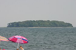 Charles Island at High Tide from Silver Sands. Summer 2006