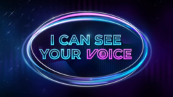The words "I Can See Your Voice" in neon outline letters
