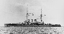 Rurik shortly before the outbreak of World War I Russian cruiser Rurik NH 93611.jpg