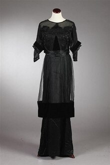 (7) Black silk underdress with velvet panel and black silk embroidery, 1914 1914ThurnBlackSilkDress.jpg