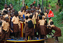 Children at recess in Ghana on Playworld Systems Inc. MGR. Children on MGR.jpg