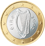 Obverse side of the Irish €1 coin.