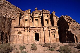 The "Treasury" at Petra. It is called the Treasury, because the local bedouin mistakenly believed that there was treasure hidden somewhere inside..