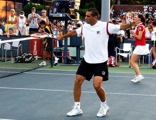 Ram with his mixed doubles partner at the US Open, 2007.