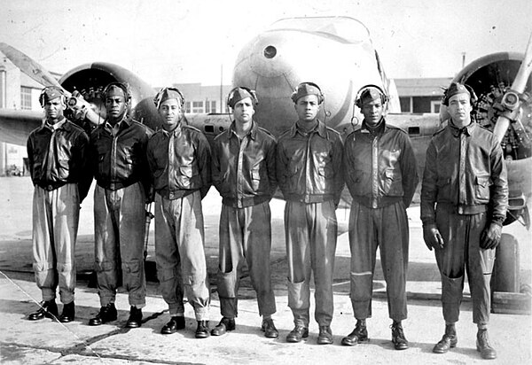 Roger Terry (center) at Tuskegee Army Air Field, Dec 1944.