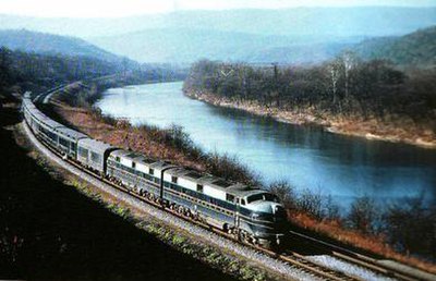 B&O Train # 8, the Shenandoah, along the Potomac River near Hansrote, West Virginia, on October 30, 1952