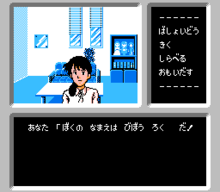 The player speaks with Ayumi Tachibana in The Missing Heir (Disk System version) FamicomDetectiveClub screenshot Heir.png