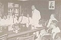 Opening of the Rural Service of Radio Ceylon, (from left) George Leslie Ranasinghe, W.R.B. Rajakaruna, Chitrananda Abeysekera, Thevis Guruge, Neville Jayaweera, Stewart Wewel and Prof. Thilak Rathnakara