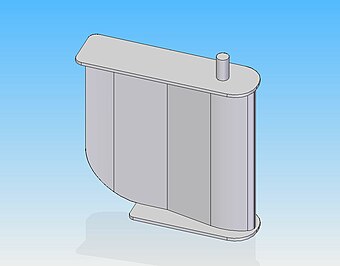 A CAD model of a Schilling rudder to be fitted to a canal narrowboat, some compromise to the shape has been made to reduce the likelihood of it catching on underwater obstructions. Schilling CAD.jpg