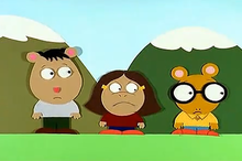 Brain, Francine, and Arthur animated in the style of South Park, from the episode "The Contest". Arthur SP.png