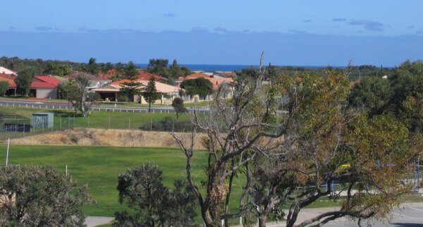 View over Kinross Primary School with the Indian Ocean in the distance