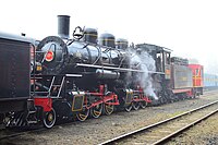 Eine 2-6-6-2 Mallet-Lokomotive im Northwest Railway Museum in Snoqualmie, Washington