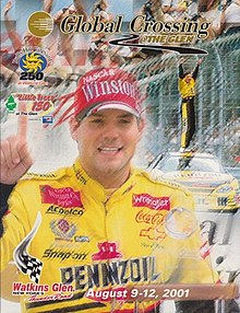 The 2001 Global Crossing at The Glen program cover, featuring Steve Park.