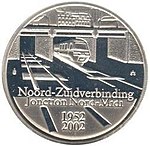 2002 Belgium 10 euro Noord-Zuid verbinding front.JPG