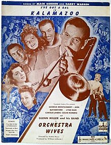 1942 sheet music cover, Brigman, Vocco, and Conn, Inc., New York. Kalamazoo Glenn Miller 1942 sheet music.jpg