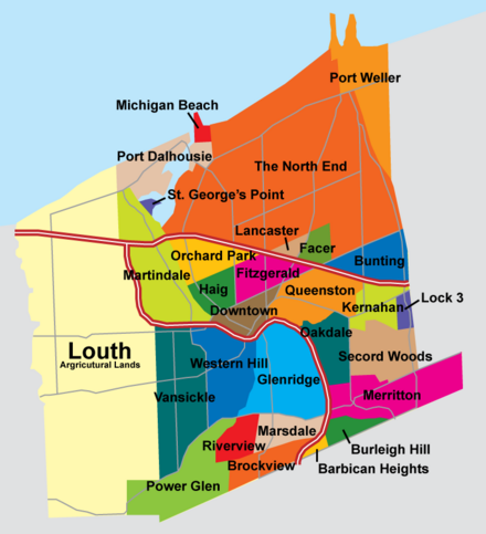 Different areas in St. Catharines
