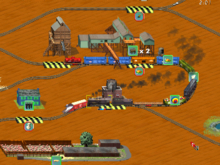 A view of gameplay on Traintown, on the living room setting TrainPlay.PNG