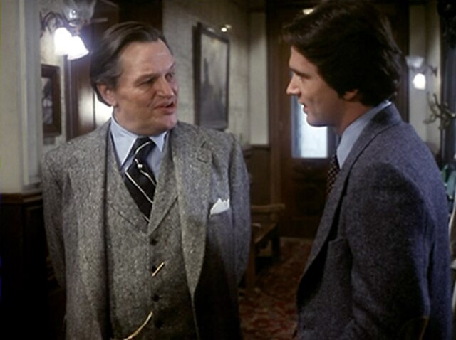 Thayer David (Nero Wolfe) and Tom Mason (Archie Goodwin) in the 1977 TV movie Nero Wolfe