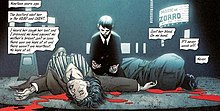 The trauma of his parents' murder serves as the origin story for the popular comic book superhero Batman. Batman origin.jpg