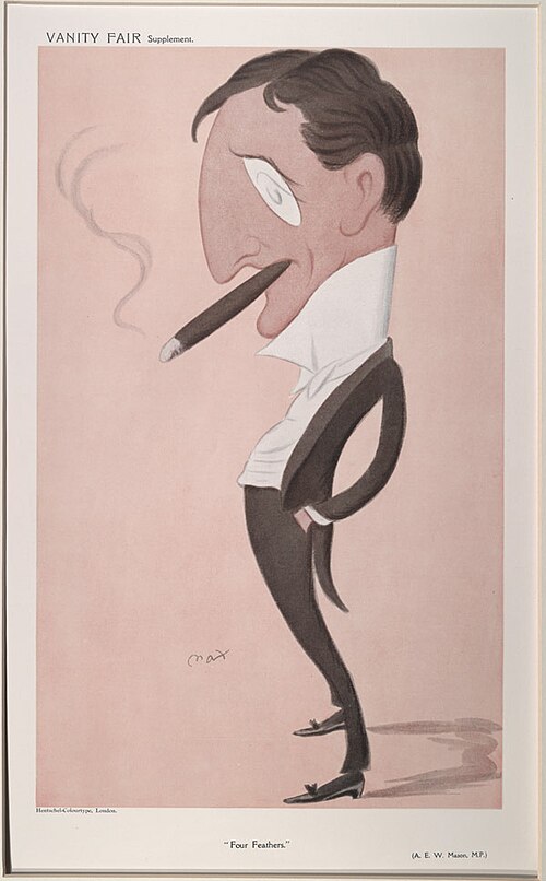 "Four Feathers". Caricature by Max published in Vanity Fair in 1908.