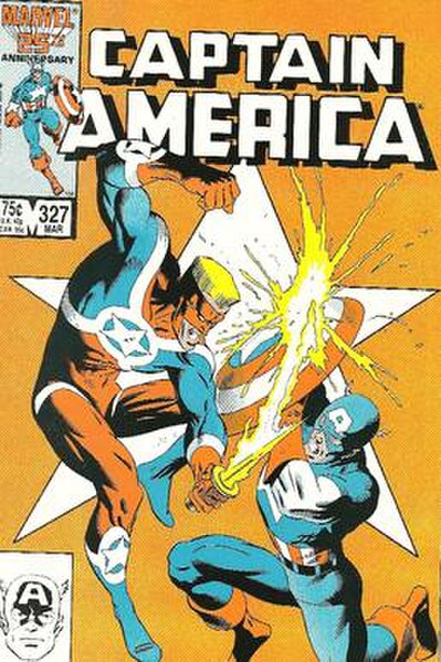 John Walker as Super-Patriot. Cover of Captain America #327 (March 1987). Art by Mike Zeck and Bob McLeod.