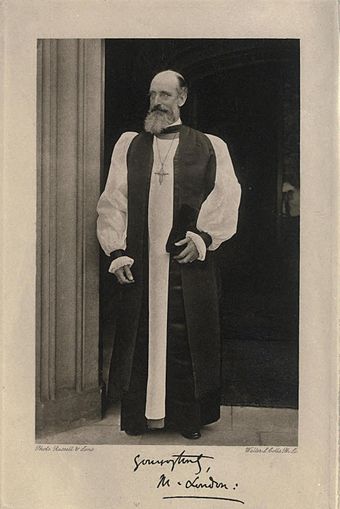 Mandell Creighton, Bishop of London, full-length portrait in robes