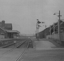 Torrington station on 15 June 1969 looking towards Bideford. Torringtonstation.jpg