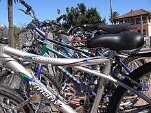 Bikes in front of the Davis Amtrak station Davisbikes.jpg