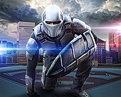 James Olsen (Mehcad Brooks) as Guardian in The CW's Supergirl. Guardian (Mehcad Brooks).jpg