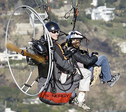 A tandem powered paraglider