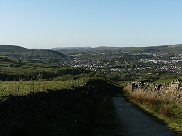 A view from near the top of Robin Hood's Well. Pendle Hill is just visible in the background. Hood's well.jpg